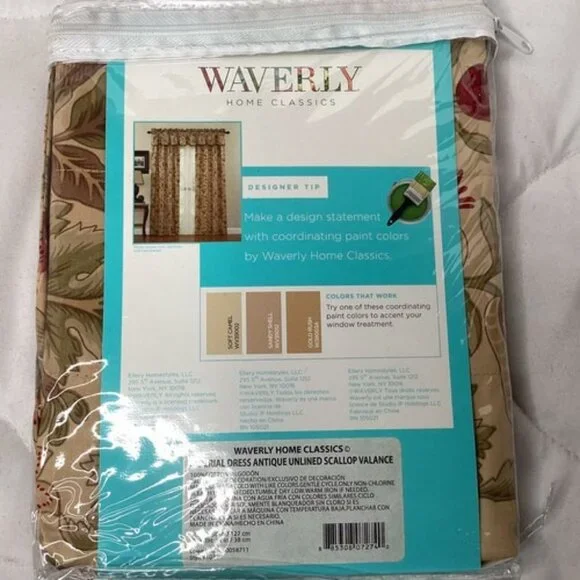 Waverly Imperial Dress Antique Scalloped Valance 50" x 15" - Picture 3 of 5